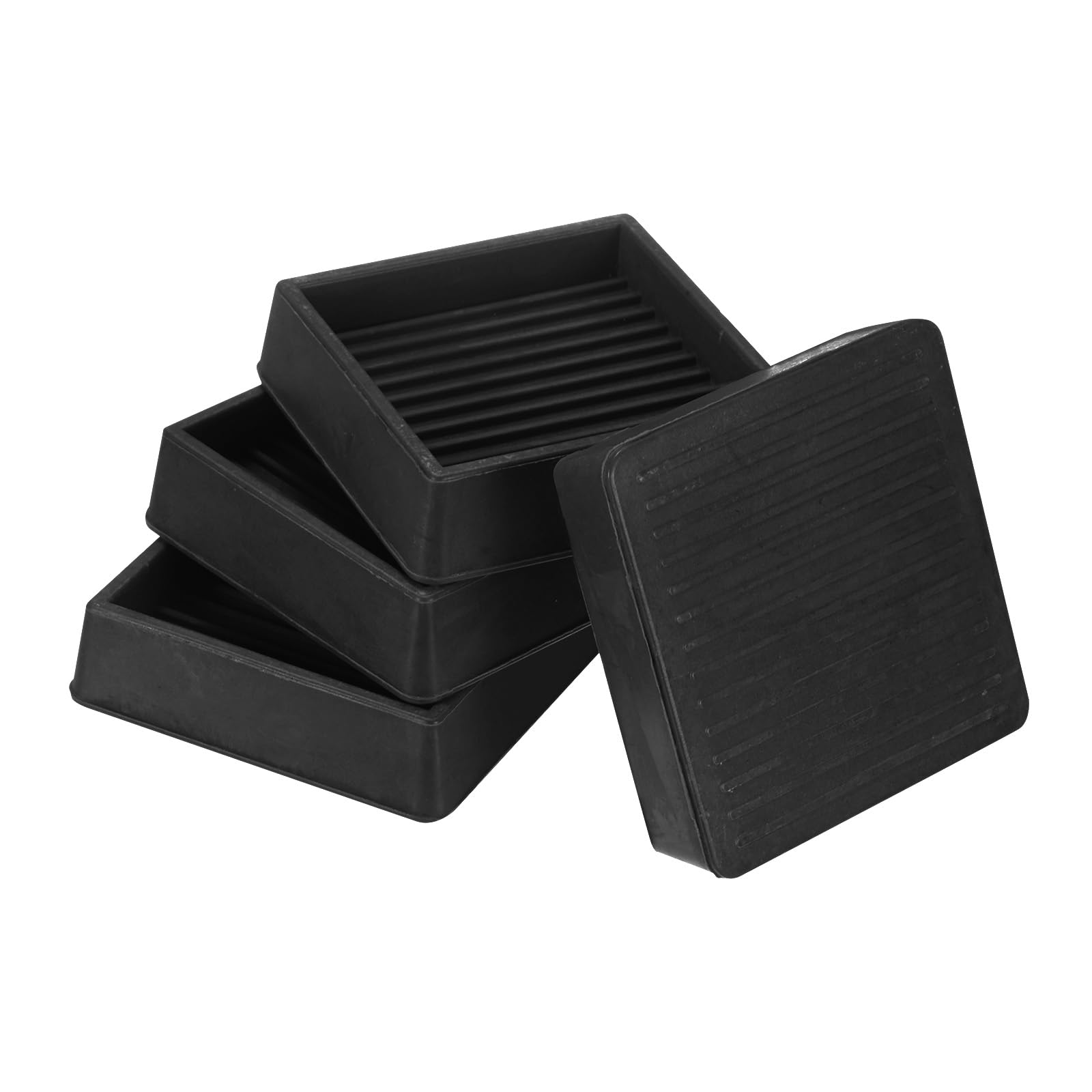 M METERXITY 4-Pack Furniture Coasters Cups, 2" Square Rubber Anti Slide Floor Protector Pads for Sofa Chair/Piano Stopper