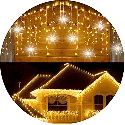 Cascata Led STROBO, 10 metros, 400 Luzes, Cortina Loja Fachada Externa à Prova d'água (Branco Quente|Strobo Frio, 10 metros - BIVOLT)