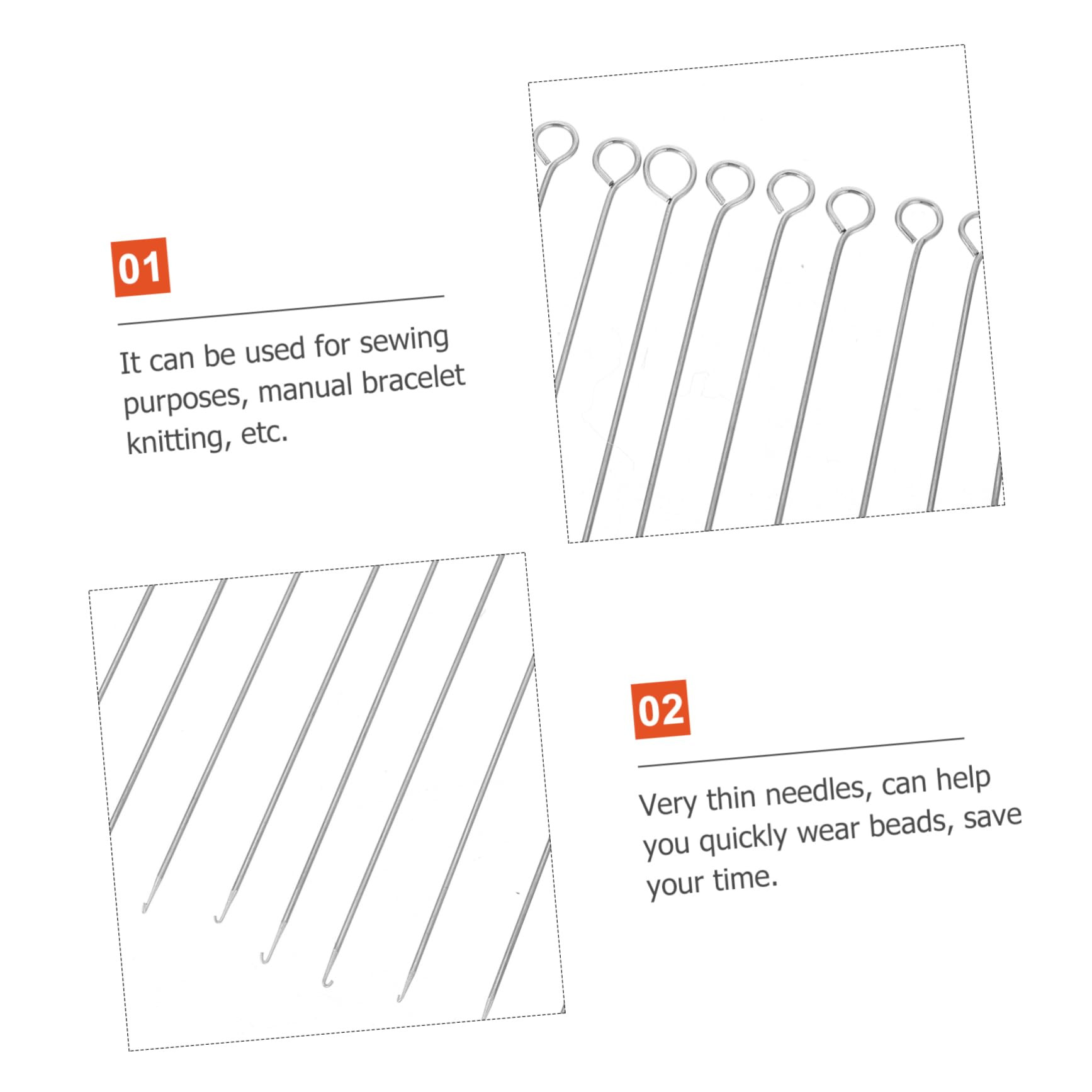 Housoutil 10 Piece Beading Kit Stainless Steel Tools for Beadwork Jewelry Needle Beads Chenille Needles for DIY