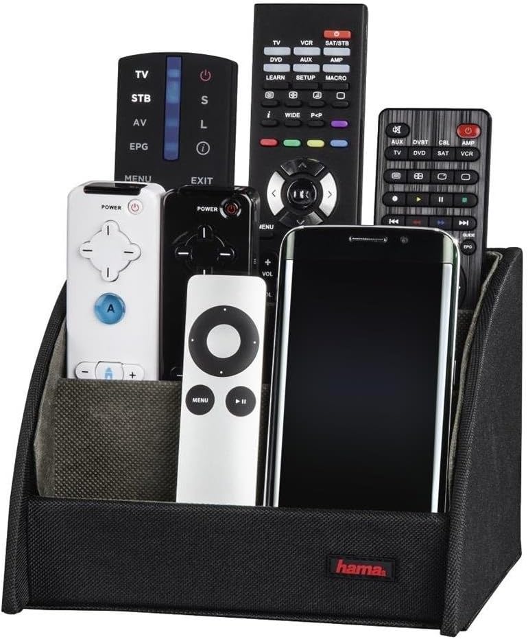 Hama Holder for Remote Controls, Make-Up, Pens, | Remote Control Holder for up to 9 Remotes, Storage Box as Organizer for Desk, Kitchen, Bathroom |17.5 x 14.2 x 12.5 cm | Black