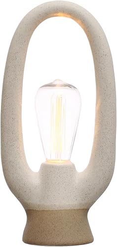 Miniatura 3 de Bloomingville Luz LED de gres de 12,5 pulgadas con esmalte reactivo para el hogar y la oficina, color blanco