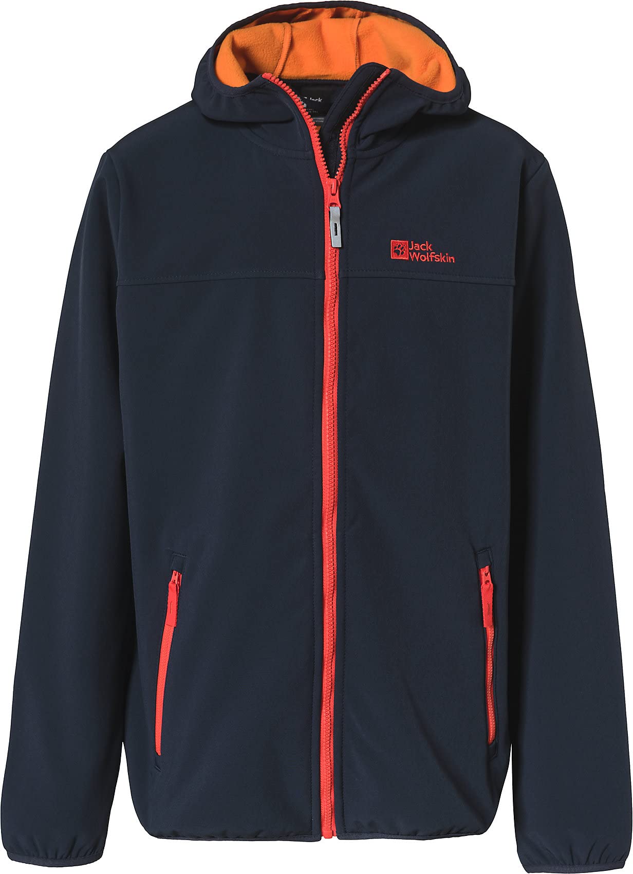 Jack Wolfskin Chłopięca kurtka Fourwinds, Night Blue/pomarańczowa, 164