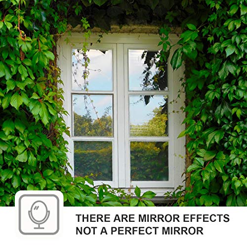 WPCTEV Window Film One Way Mirror Tint Vinyl Daytime Privacy Static Non-Adhesive Decorative Heat Control Anti UV Window Covering for Home and Office Black Silver 6 Mil 29.5 Inch x 6.5 Feet