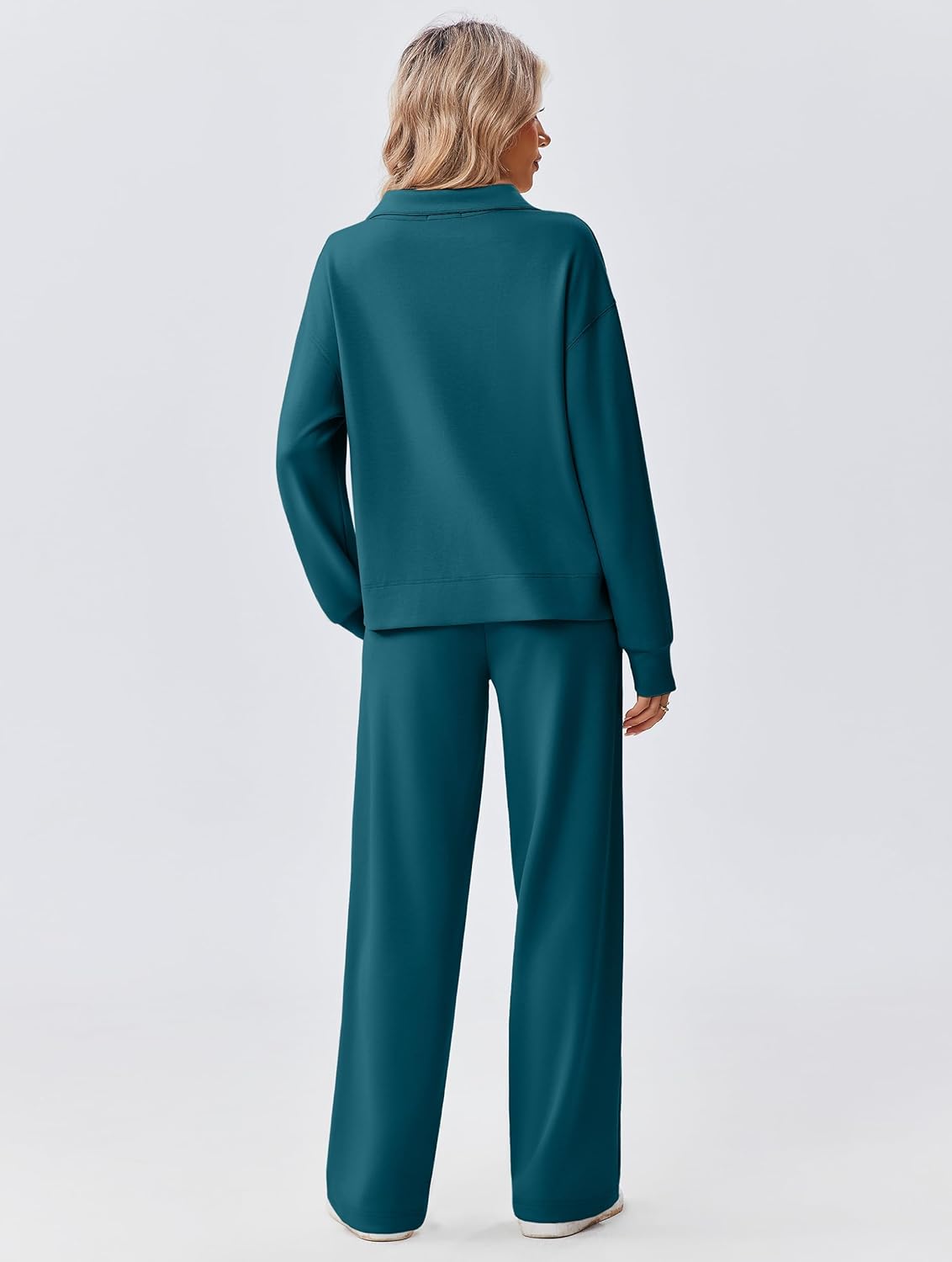 PINSPARK 2 Piece Sets for Women 1/2 Zip Sweatsuit Loose Fit Sweatshirt Straight Leg Pants 2025 Matching Outfit Fall Tracksuit - Image 2