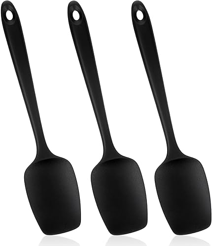 3 espátulas de cuchara de silicona resistentes al calor, cucharas de cocina flexibles de alta temperatura de 600 F, cuchara de cocina a prueba de