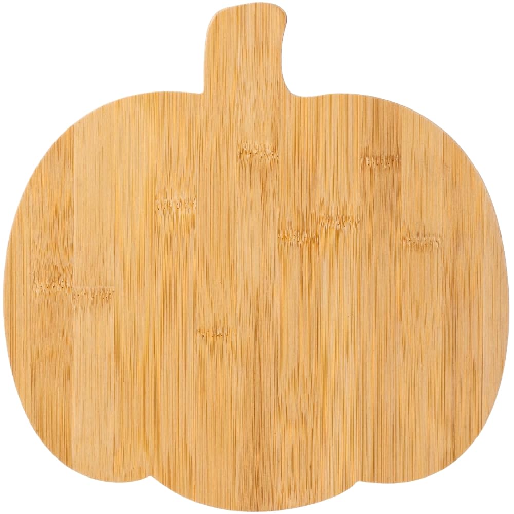 Plateau en bambou citrouille 28cm pour vos soirées et buffets d'Halloween