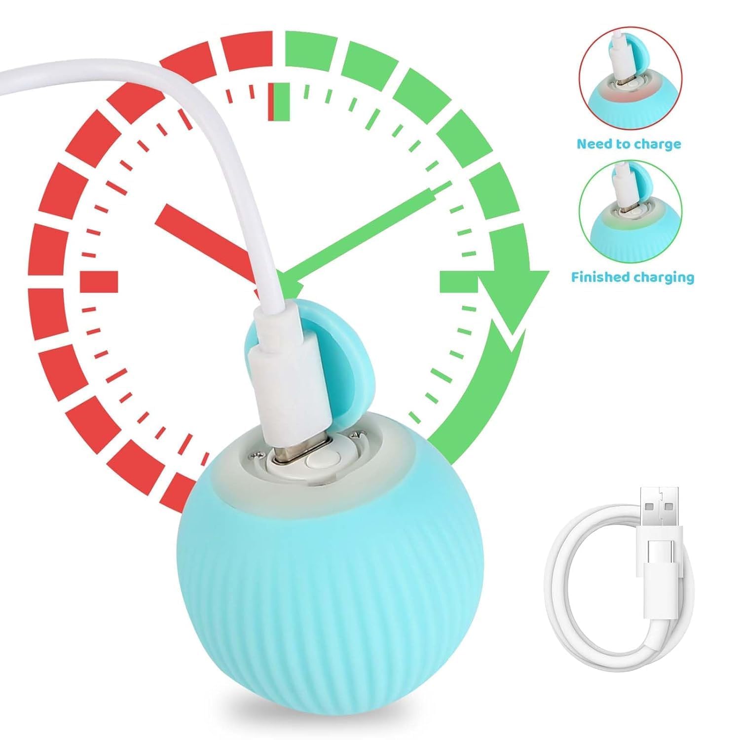 VIRADHAM Smart Interactive 360° Auto Rolling Ball Toy for Dogs and Cats – USB Rechargeable, Motion-Activated Self-Moving Fun Exercise Ball Pet Toy for Indoor and Outdoor Play – Carpet-Friendly 3