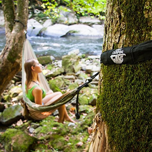 Legit Camping - Double Hammock - Lightweight Parachute Portable Hammocks for Hiking, Travel, Backpacking, Beach, Yard Gear Includes Nylon Straps & Steel Carabiners (Charcoal/Sapphire)