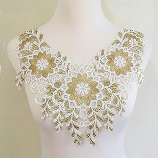 1pcs Embroidered Neckline Collar Trim Applique Sew On Patches
