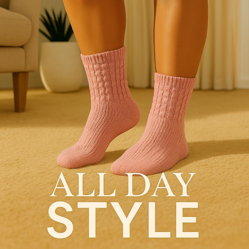 Martha Stewart Fuzzy Socks For Women, Warm And Cozy For Winter, Perfect For Home, Cable - Image 5