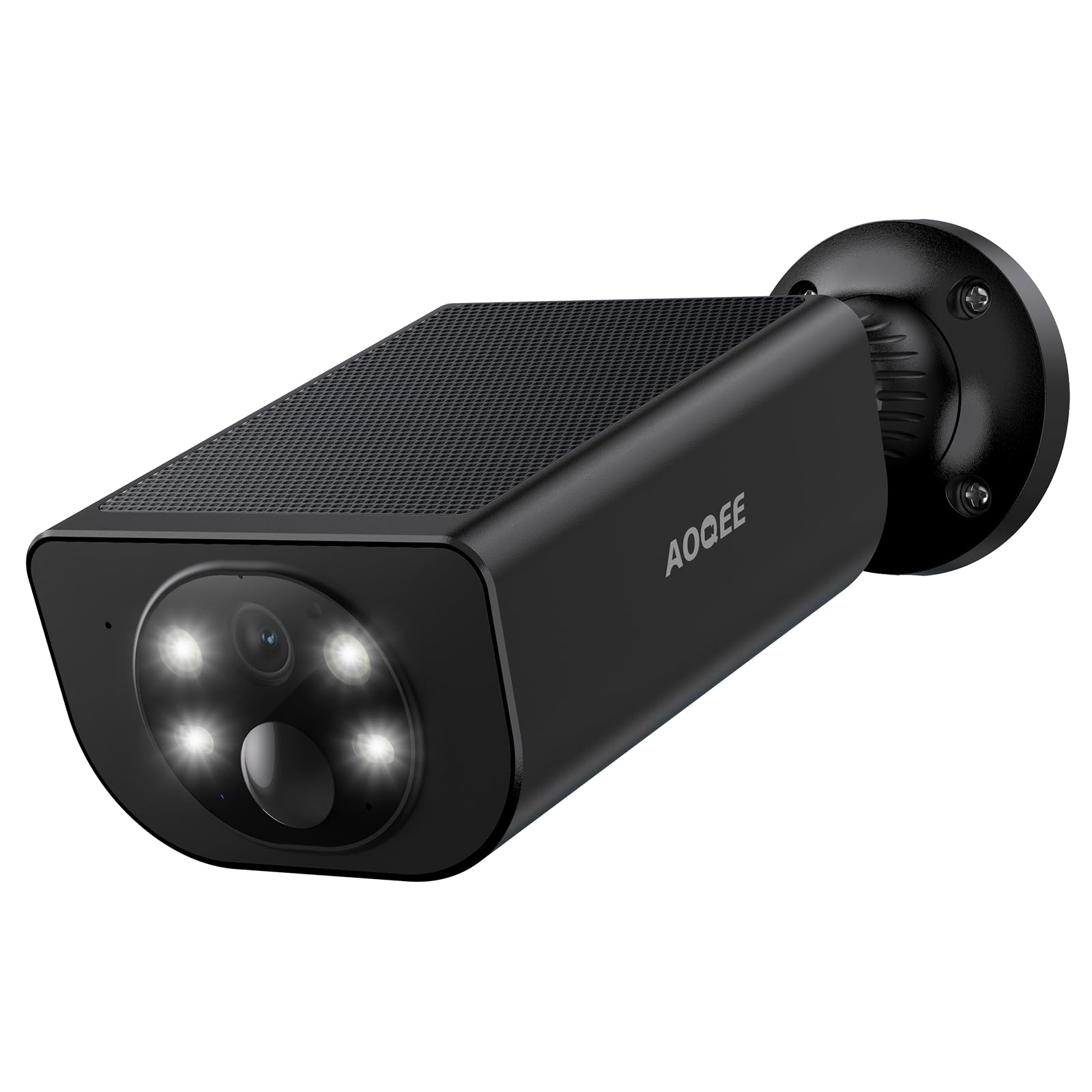 AOQEE 2K 3MP Camera Exterieure sans Fil Solaire 2.4GHz WiFi Étanche IP65 S1 | Camera Surveillance WiFi Exterieure Panneau Solaire intégré, Détection Humaine AI, Alerte Instantané PIR, Sirène (Noire)