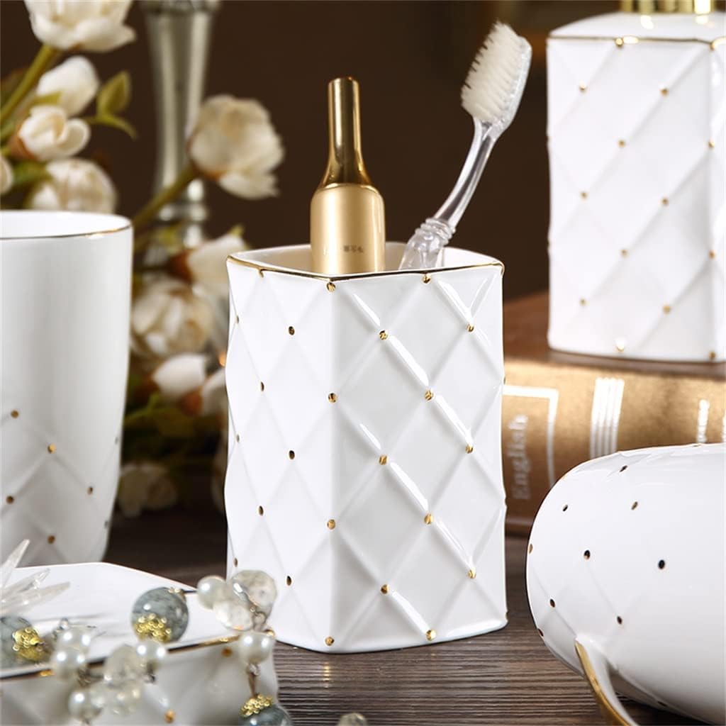 Bone China Bathroom Five-Piece Set Bathroom Supplies Toilet Ceramic Brushing Cup Mouthwash Cup Washing Set