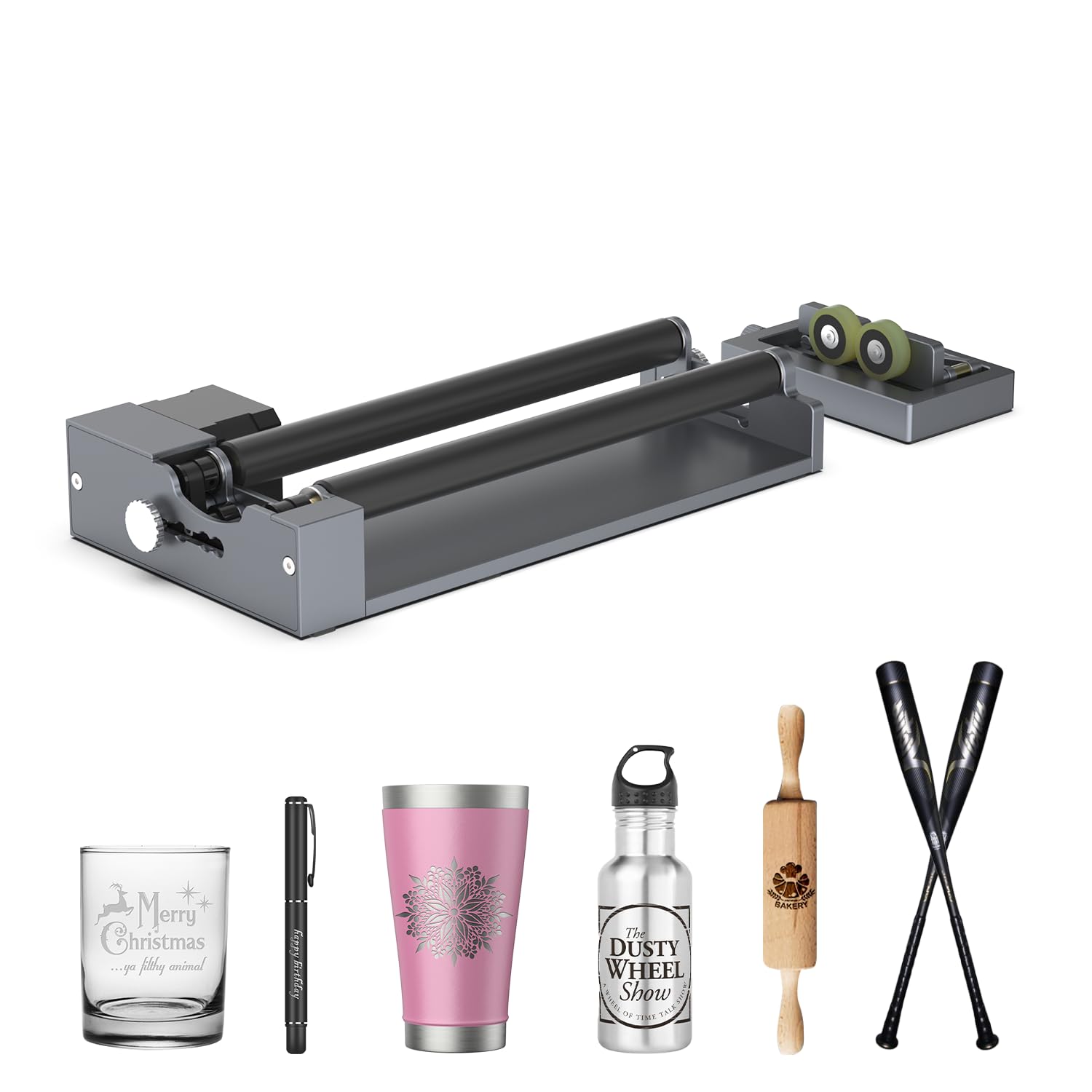 Carverall Rotary Roller with Bracket, Y-axis Rotary Roller 360° Rotation for Cylindrical Objects, Tumbler, Cups, Bottles, Pens, Wine, Laser Rotary