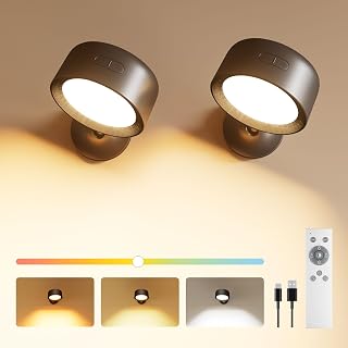Led Indoor Wall Lamp, 2 Pack Wall Light 18 Colors, 4 Brightness Levels, 8000mAh Rechargeable Battery, Touch and Remote Control, 360 ° Rotate, Wall Lamp for Bedroom Living Room Corridor Stairs