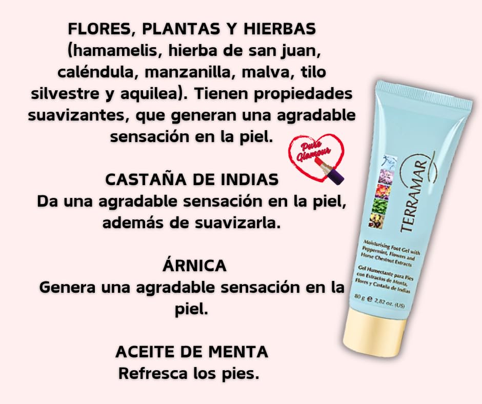2 Productos para pies: Gel humectante y Sales Marinas para Pies con Ingredientes Naturales de Terramar Brands