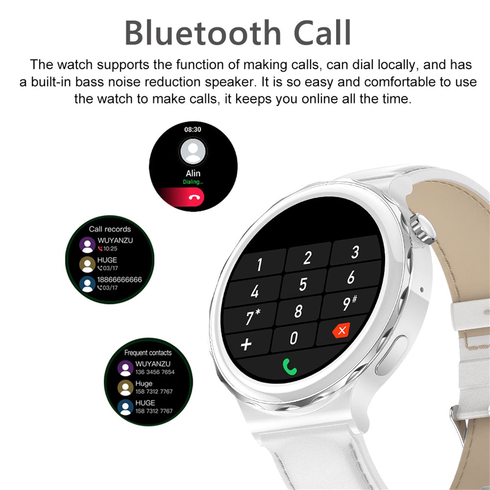 FORSINING Smart Watch, fitness tracker con cardiofrequenzimetro e monitoraggio del sonno, risposta/effettuare chiamate, NFC, orologio da banco da uomo e donna, argento