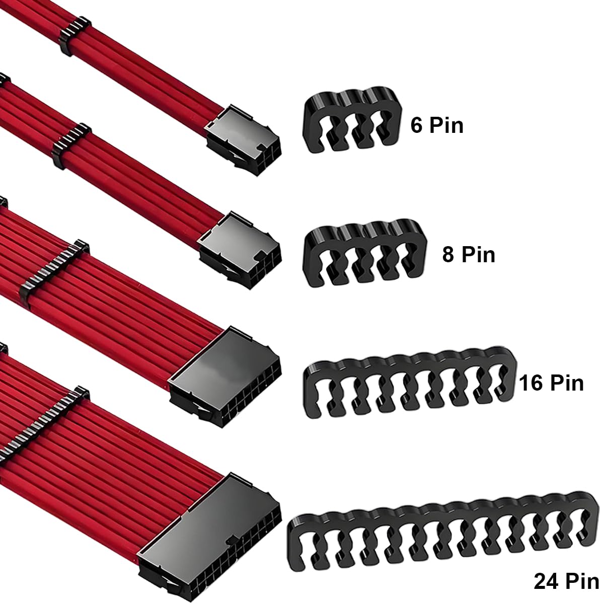 Peine para cables de PC Kit 32 piezas Gestión de cables PSU modular 12+4P 16P 24P 8P 6P 4P