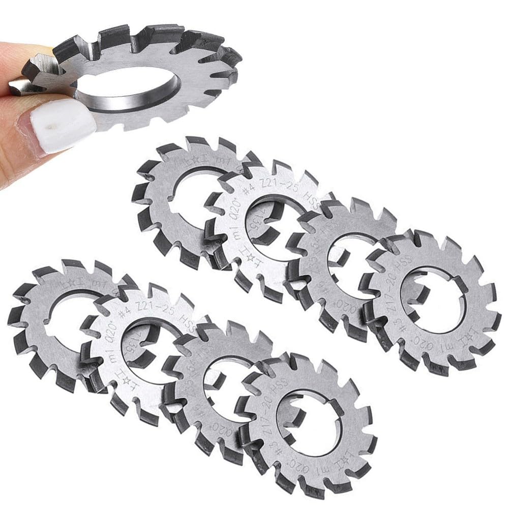 8-teiliger Satz HSS M1 Durchmesser 22 mm PA20° 20 Grad #1-8 Evolventen-Zahnradfräser Neu