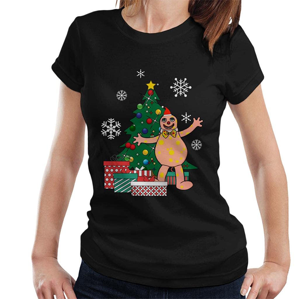Cloud City 7 Mr Blobby Around The Christmas Tree Women's T-Shirt Black