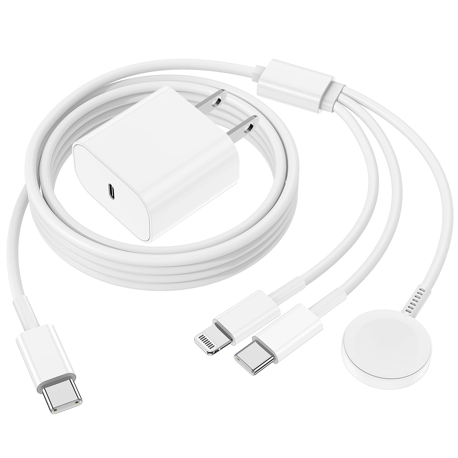 Photo 1 of Apple Watch Charger,Apple iWatch Magnetic Fast Charger to USB C Cable,3 in 1 Multi Charging Cable 6 FT Compatible with Watch Series Ultra 3/2/SE/11/10/9/8/7/6/5/4/3/2/1,iPhone 17/16/15/14/13/12
