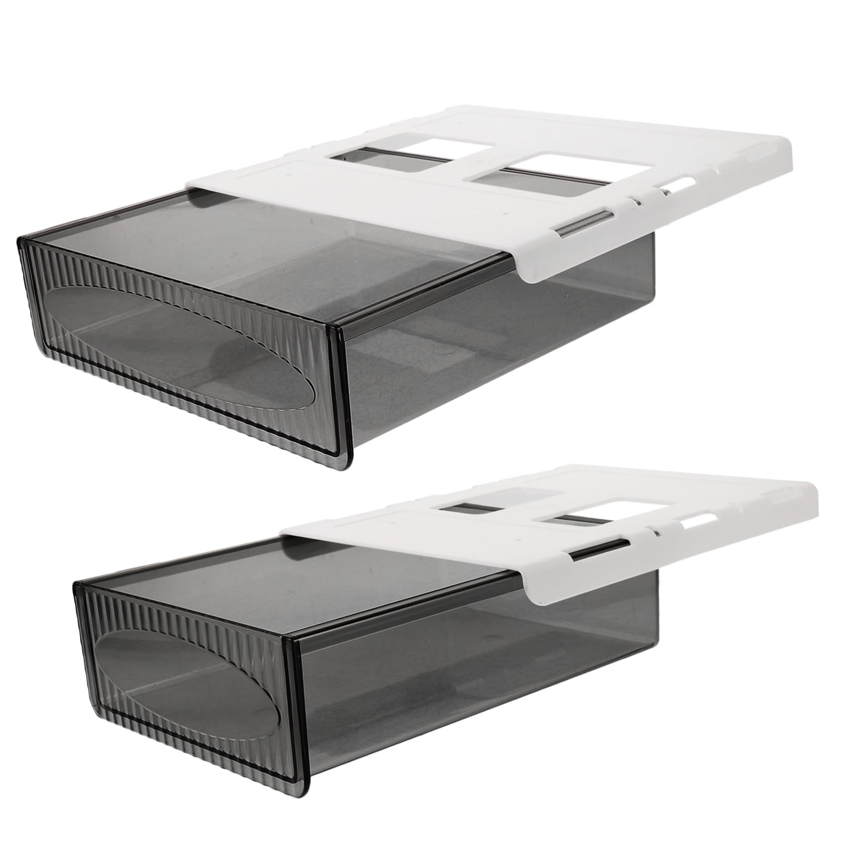 Cajones Debajo del Escritorio 2 Piezas (grande y Mediano) en Plástico Negro, Organizador Oculto para Oficina y Hogar, Caja de Almacenamiento Deslizante para Papelería y Accesorios