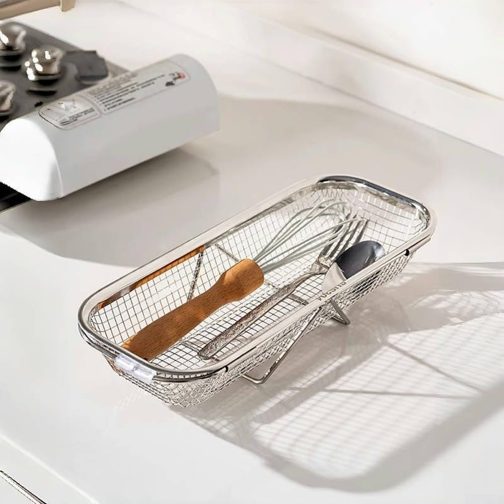 Colander de acero inoxidable con diseño telescópico ajustable para fregaderos de 31 cm y 51,5 cm, fruta eficiente para drenaje vegetal
