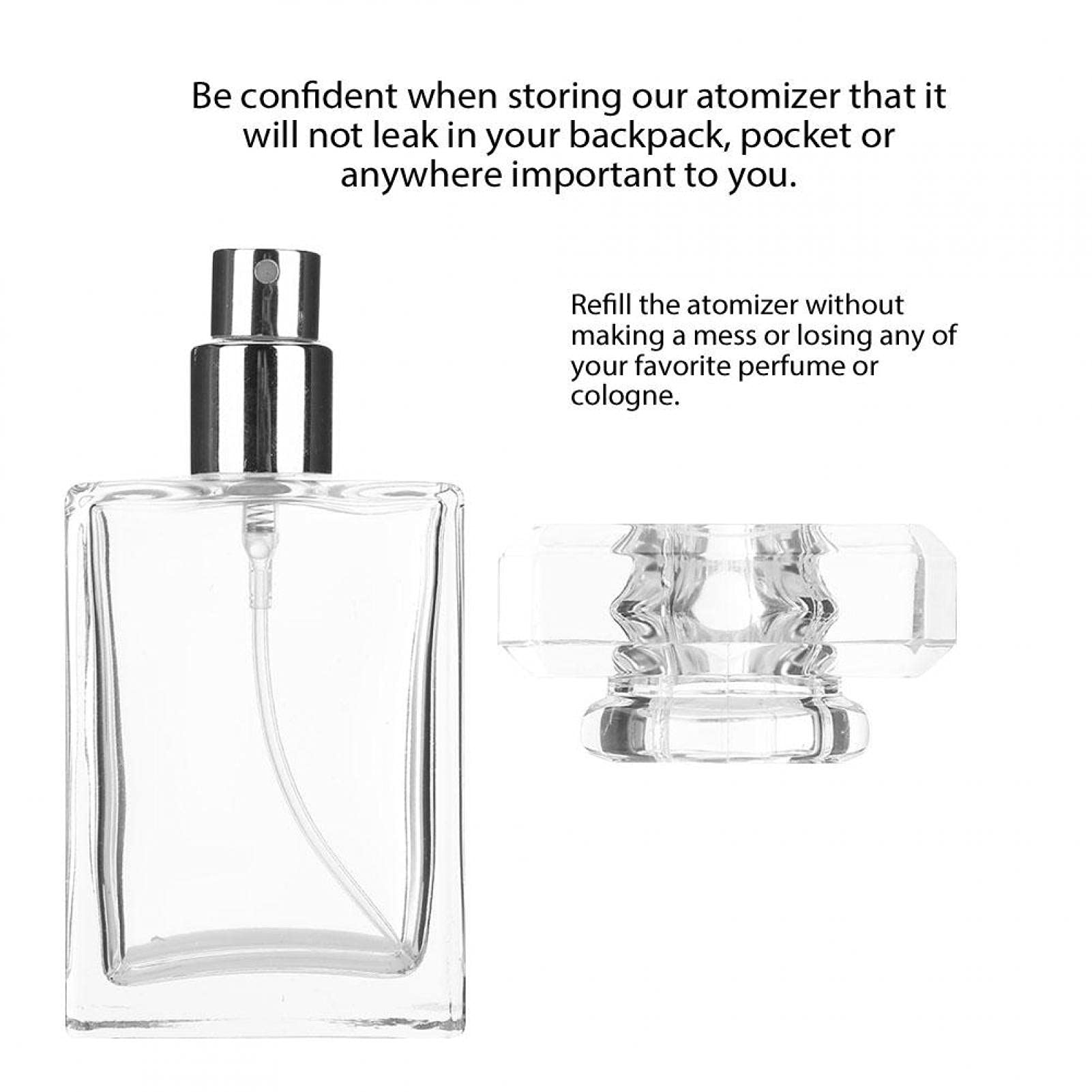 Butelka z rozpylaczem perfum, 30 ml, pusta szklana butelka na perfumy, do wielokrotnego napełniania, prostokątna flakon, do pakowania perfum w podróży, 9,4 x 4,6 cm (przezroczysta)