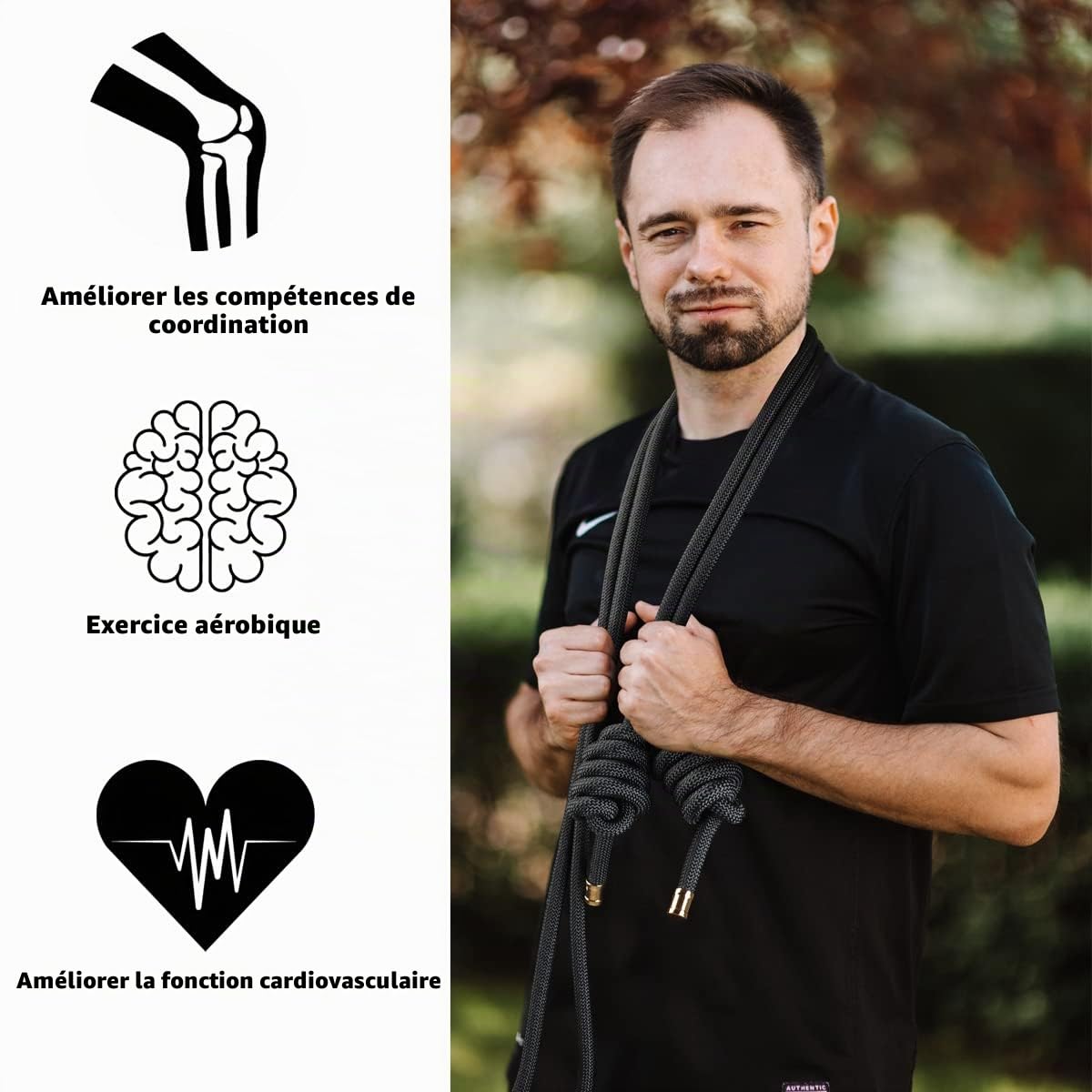 veimia Corde à mouvement fluide haute performance pour entraînement cardio intérieur et extérieur, double tresse, réglable, saut fluide, pour homme et femme, pour débutants