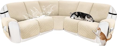 Miniatura 31 de Fundas para sofá seccional reclinable, 100% impermeables, funda para reclinable de terciopelo lavable, en forma de L, fundas para sofá reclinable
