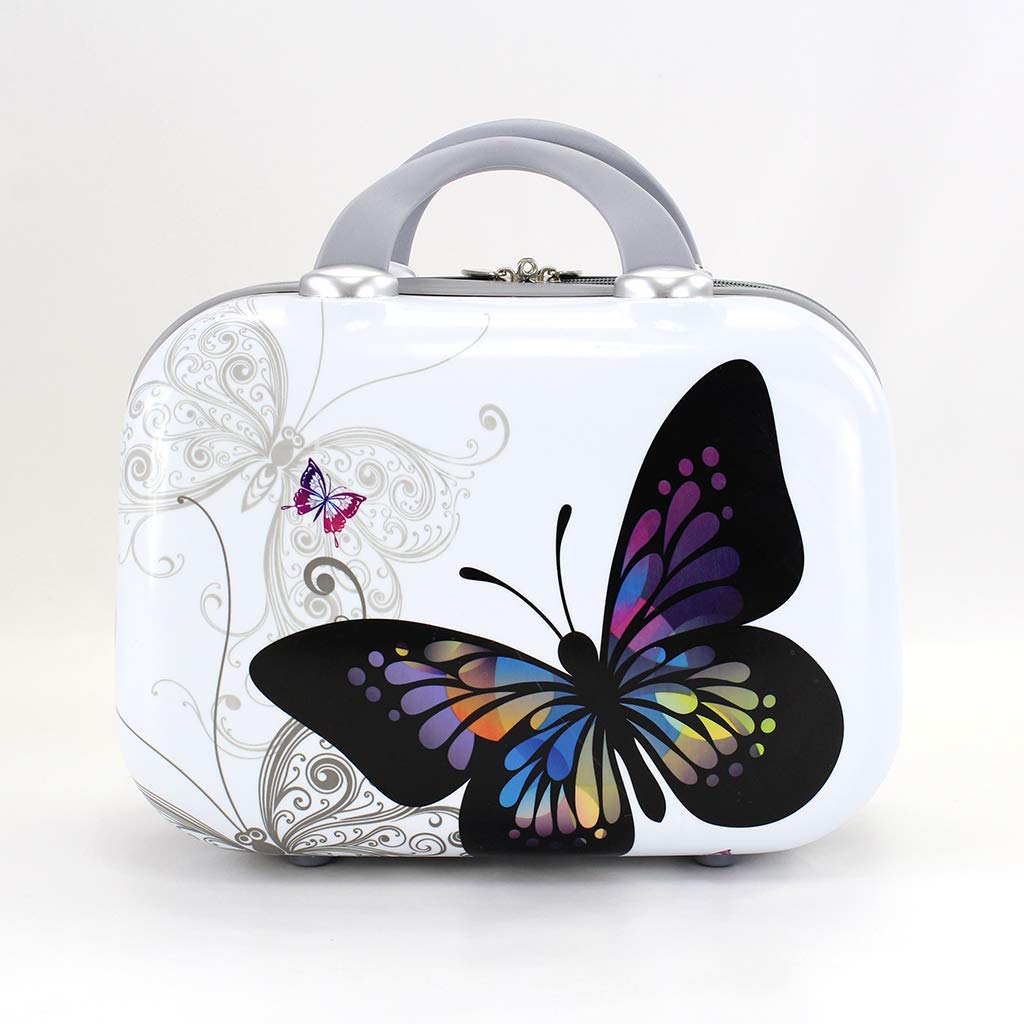 Maleta de Cabina Mariposas Blanco con Neceser