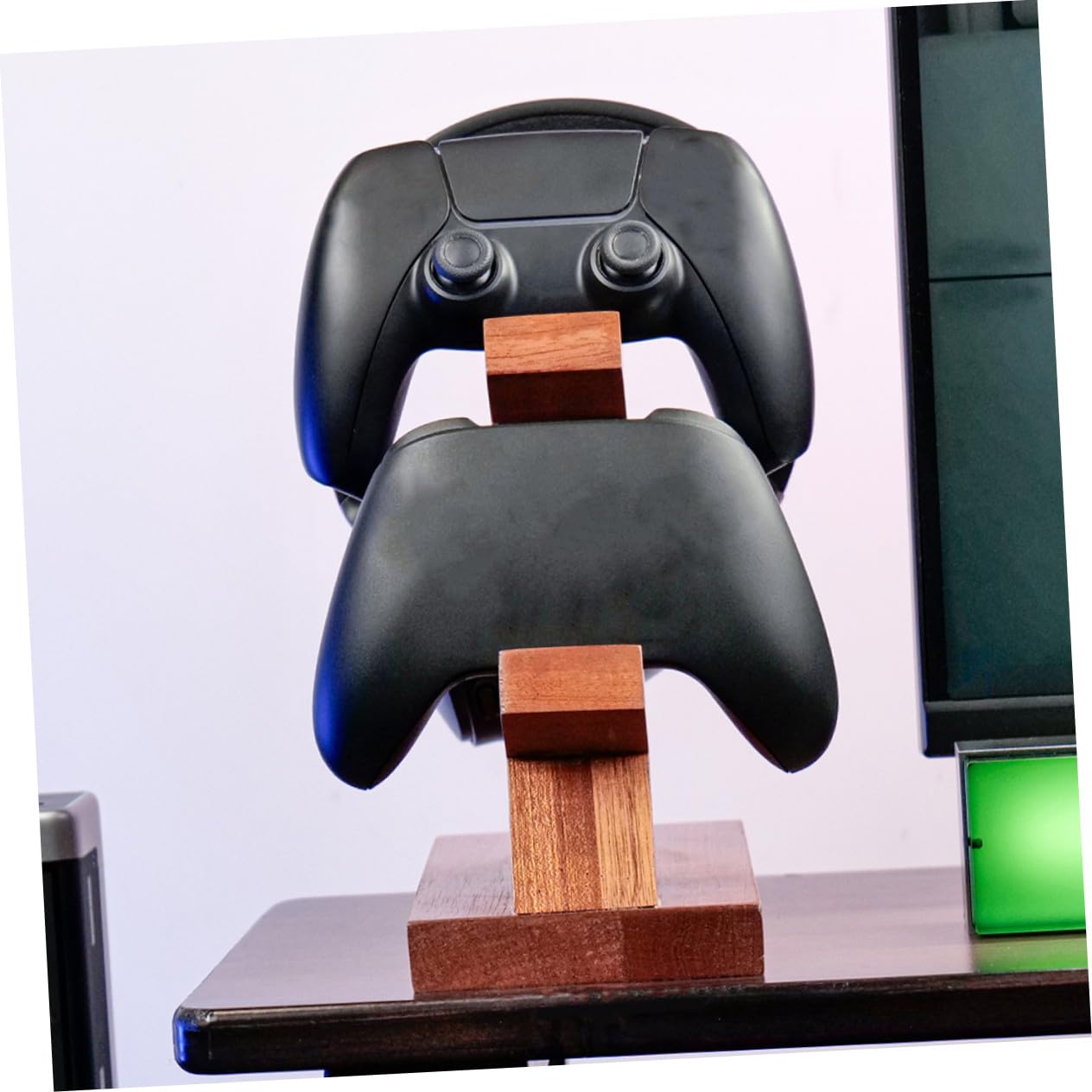 Toddmomy Controller Halterung für Spielkonsole Tischständer für Zwei Gamecontroller und Headset Multifunktionale Aufbewahrung für Gaming Zubehör Schreibtisch Organizer Braun