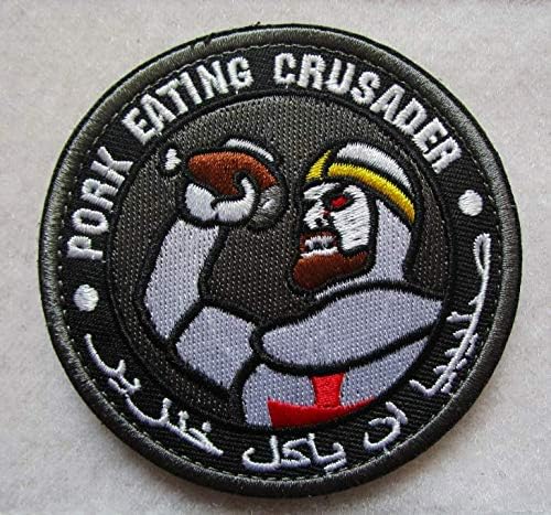 Pork Eating Crusader ISAF 3D Tactical Patch Military Embroidered Morale Tags Badge Embroidered Patch DIY Applique Shoulder Patch Embroidery Gift Patch