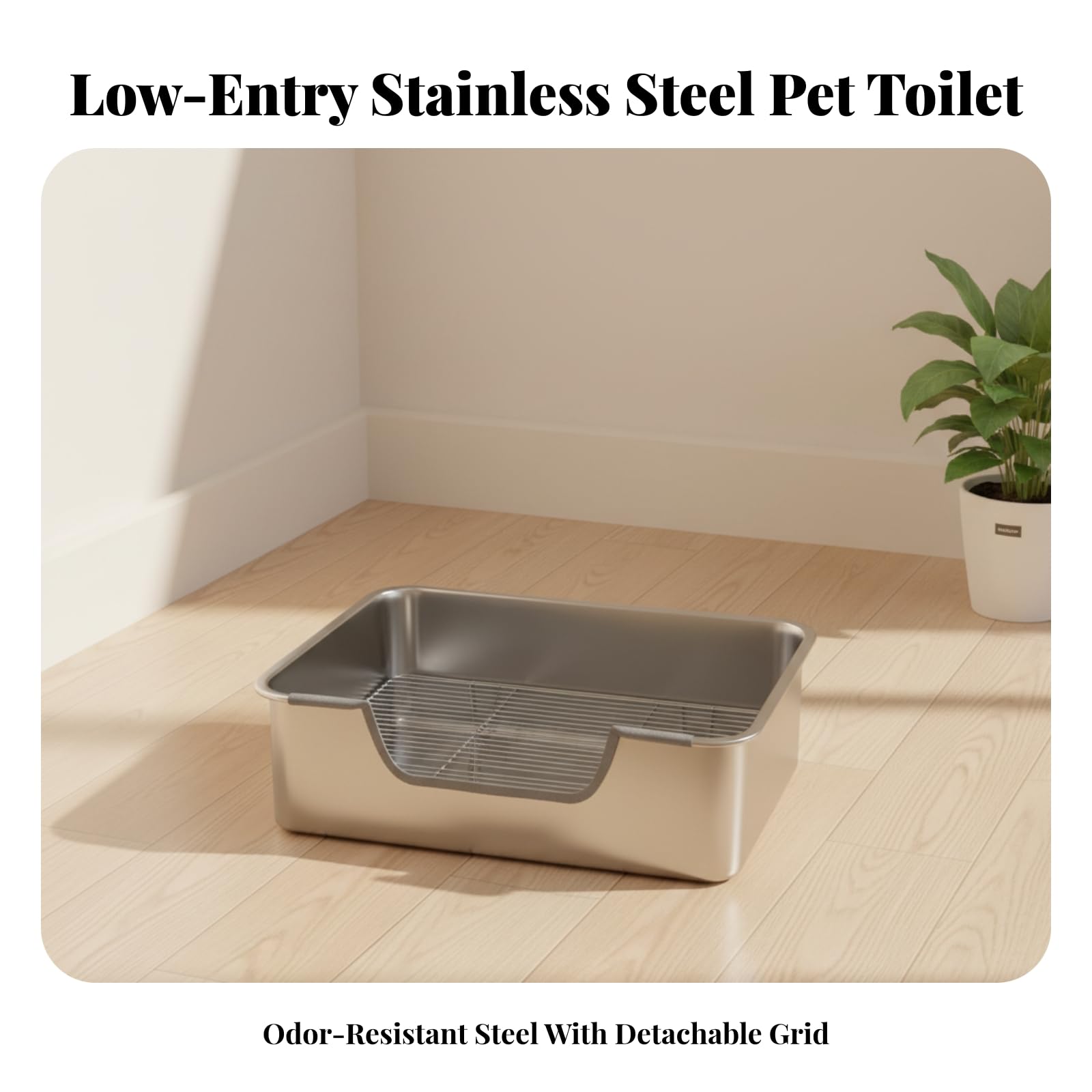 Vielseitige Edel Haustiertoilette mit Niedrigem Einstieg Und Abnehmbarem Metalleinsatz für die Tägliche Hygiene von, 43 X 33 X 15 cm, 43 X 33 X 15 cm Mit Gittergestell, Niedrige Öffnung