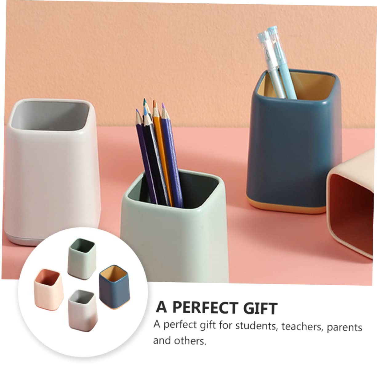 Portapenne Decorativo Multifunzione in Plastica, Contenitore per Penna e Cosmetici per Scrivania, Scatola di Stoccaggio Semplice ed Elegante