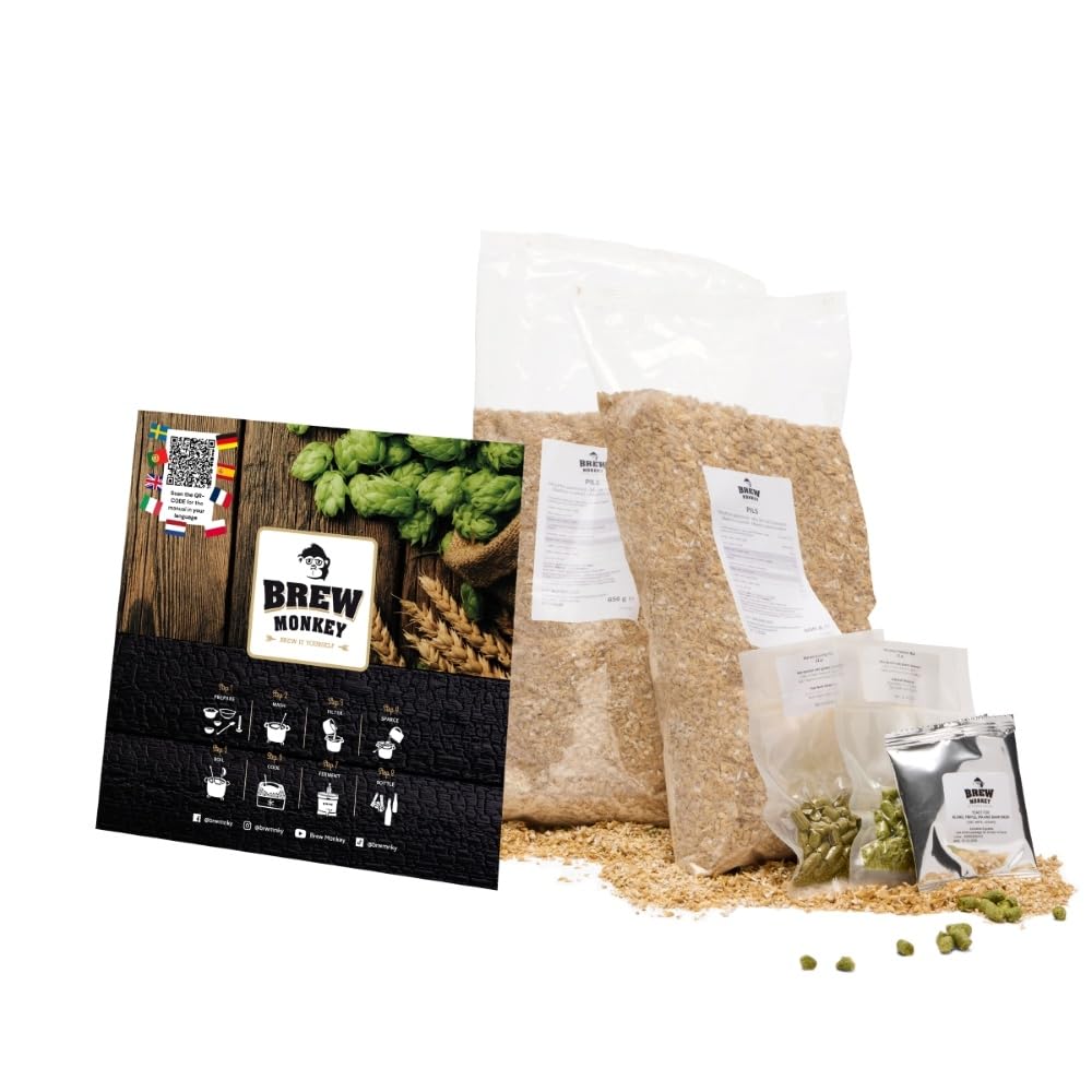 Brew Monkey® Kit per Fare La Birra IPA | Kit Luxe 5 L | 5,7% Vol. | Kit per La Produzione di Birra A Casa | Idee Regalo Uomo | Kit Birra | Regali Uomo Originali | Regalo Uomo Natale