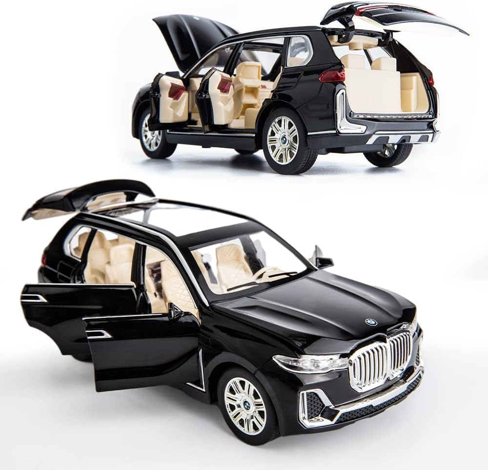 VARIYA ENTERPRISE® 1/24 Big BMW X7 Toy Car Metal Pull Back Diecast Car with Openable Door and Sound Light, Gifts Toys for Kids【 Black 】
