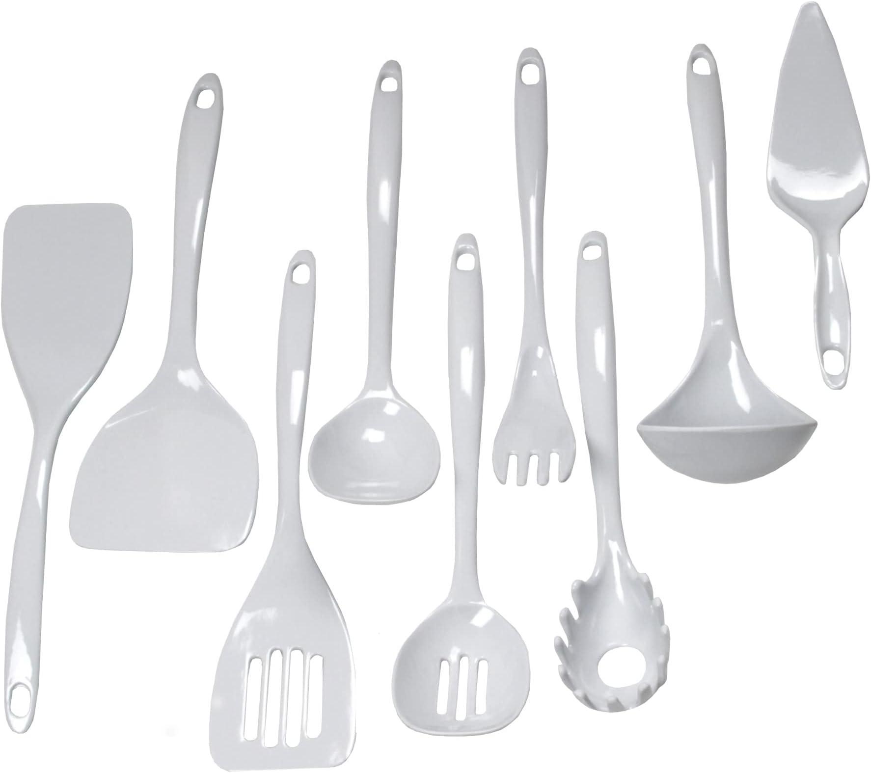Chef Craft Basic Melamine Kitchen Tool and Utensil Set, 9 Piece Set, White