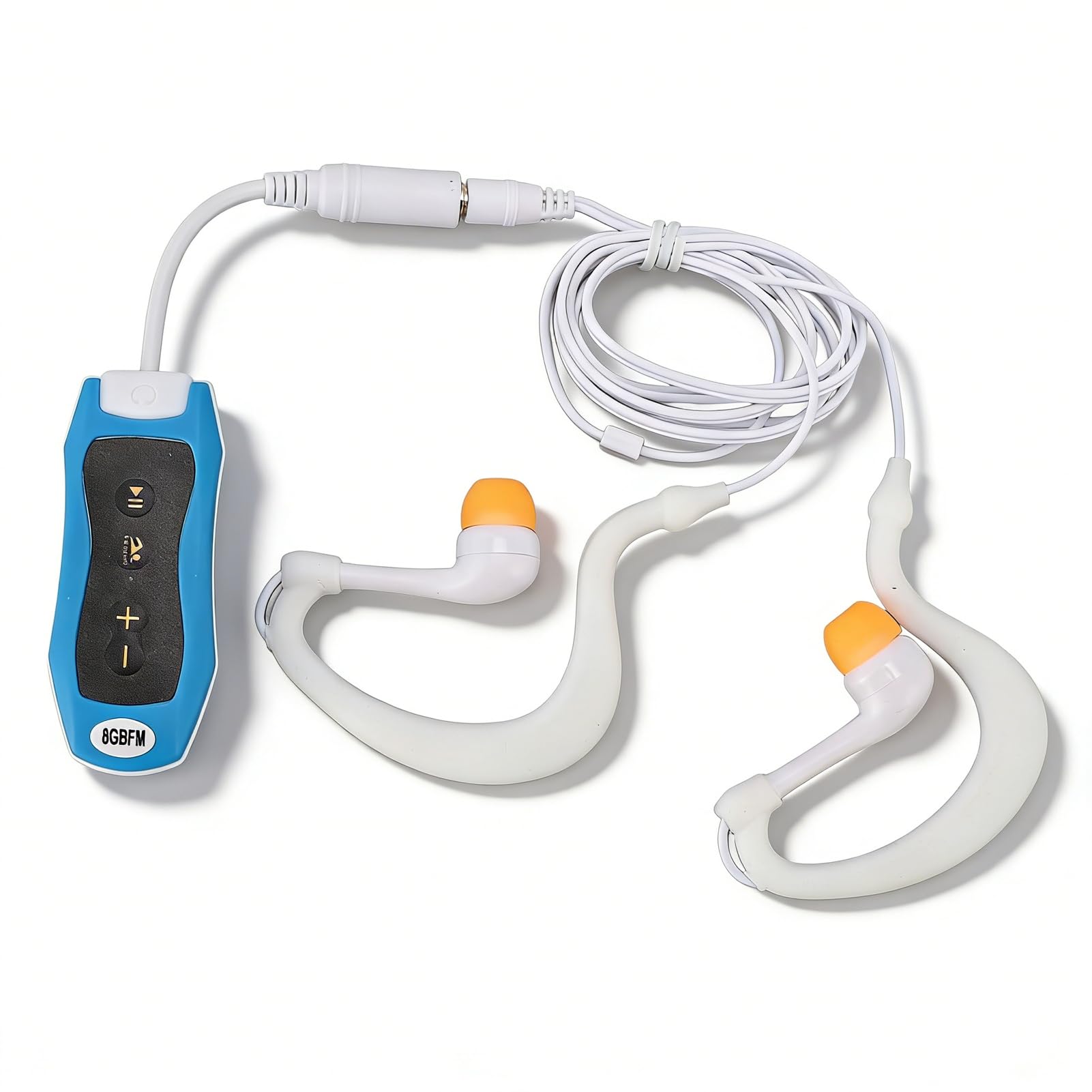 Sxhlseller Lecteur MP3 étanche IPX8, Lecteur de Musique Ergonomique USB2.0 avec Son HiFi, écouteurs étanches pour la Natation, la Plongée, la Course à Pied et Le Ski (Blue)