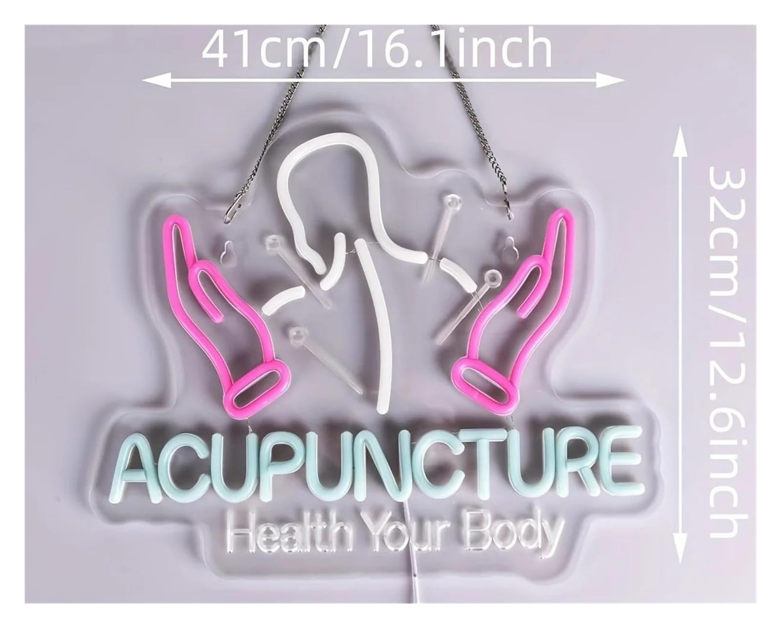Arte Neón Moderno Luz De Neón Para Acupuntura, Con Alimentación USB Y Brillo Ajustable, Ideal Para Salas De Terapia Y Decoración De Bienestar 41x32cm