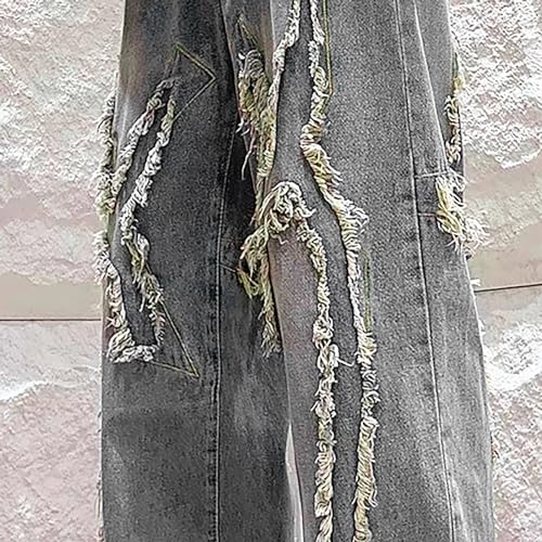 Vaqueros cepillados de primavera y otoño con corte recto holgado 5