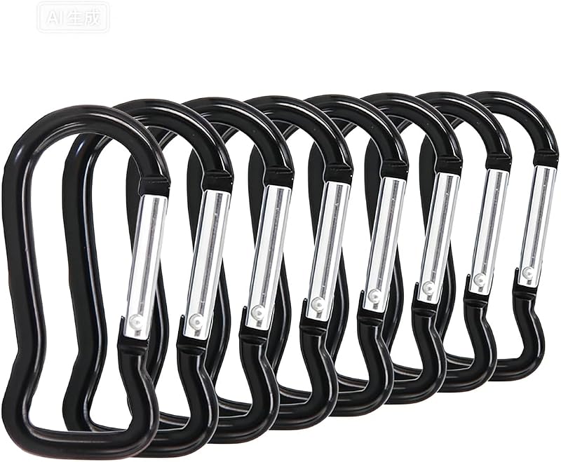 8 pièces Mousquetons à Ressort, en Alliage D'Aluminium, capacité de Poids sûre de 250 kg, Fermeture à Ressort avec Mousqueton, pour Les Porte-clés, Le Camping, Les Voyages, la randonnée