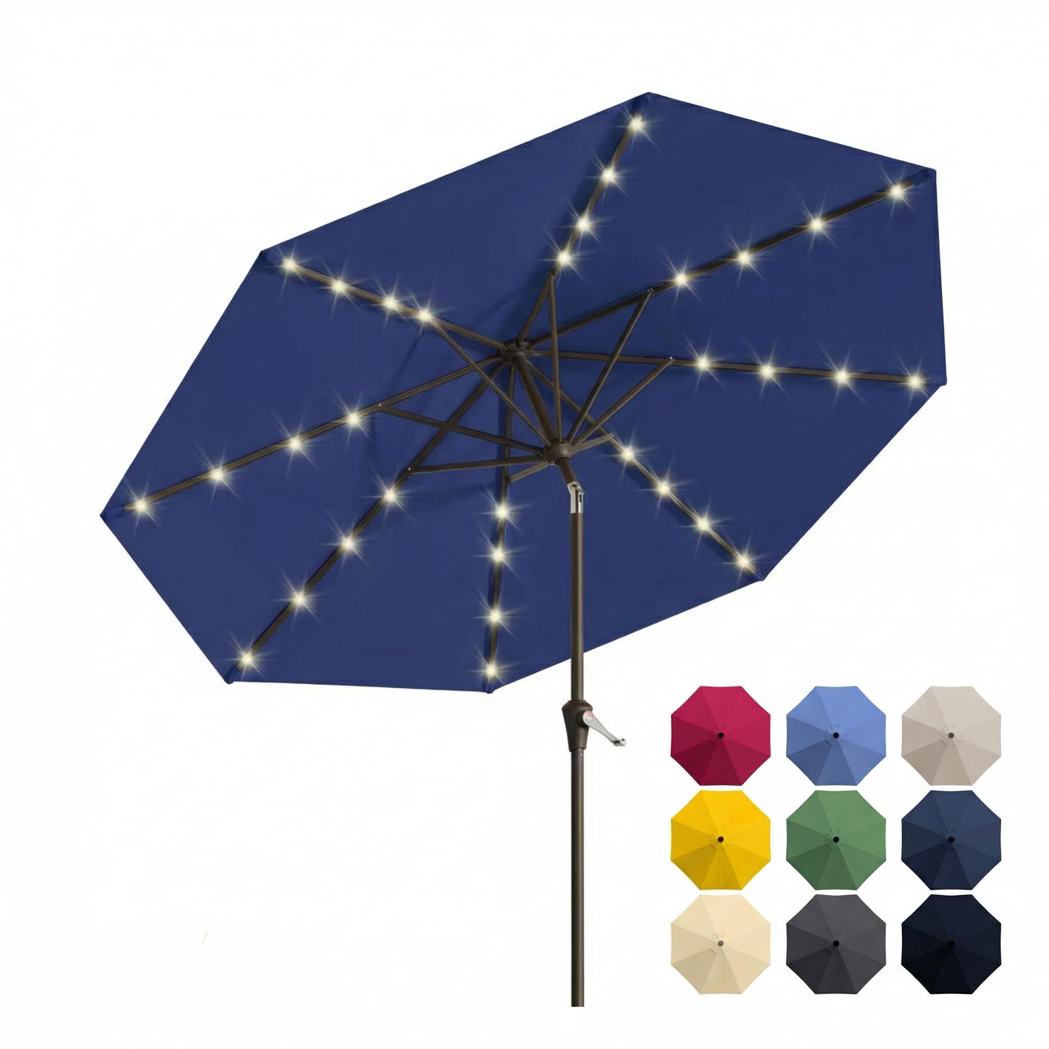 Photo 1 of **Handcrank broken** Patio Kingdom 10ft Solar LED Patio Umbrella - Navy
