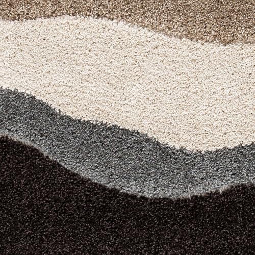 Image of Elegant Soft Microfiber Rectangular Carpet for Living Room,Non Slip Area Rug with Cozy Texture,Fade Proof & Easy Clean Surface,Modern Interior Decor,Skin Beige,Mid Grey & Cream,5x7 ft