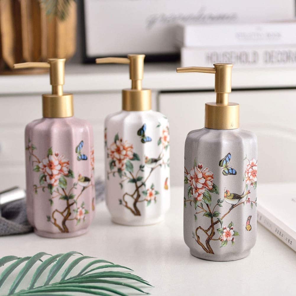 Distributeur de Savon, Bouteilles de Lotion, distributeurs à Pompe en céramique pour Salle de Bain, Restaurant ou Cuisine 350 ml/12 oz (Taille Unique)