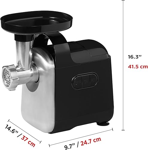 Miniatura 2 de Starfrit Picadora eléctrica de carne - Dos placas de molienda de acero inoxidable - Embudo de salchicha y accesorio Kebbe - 300W