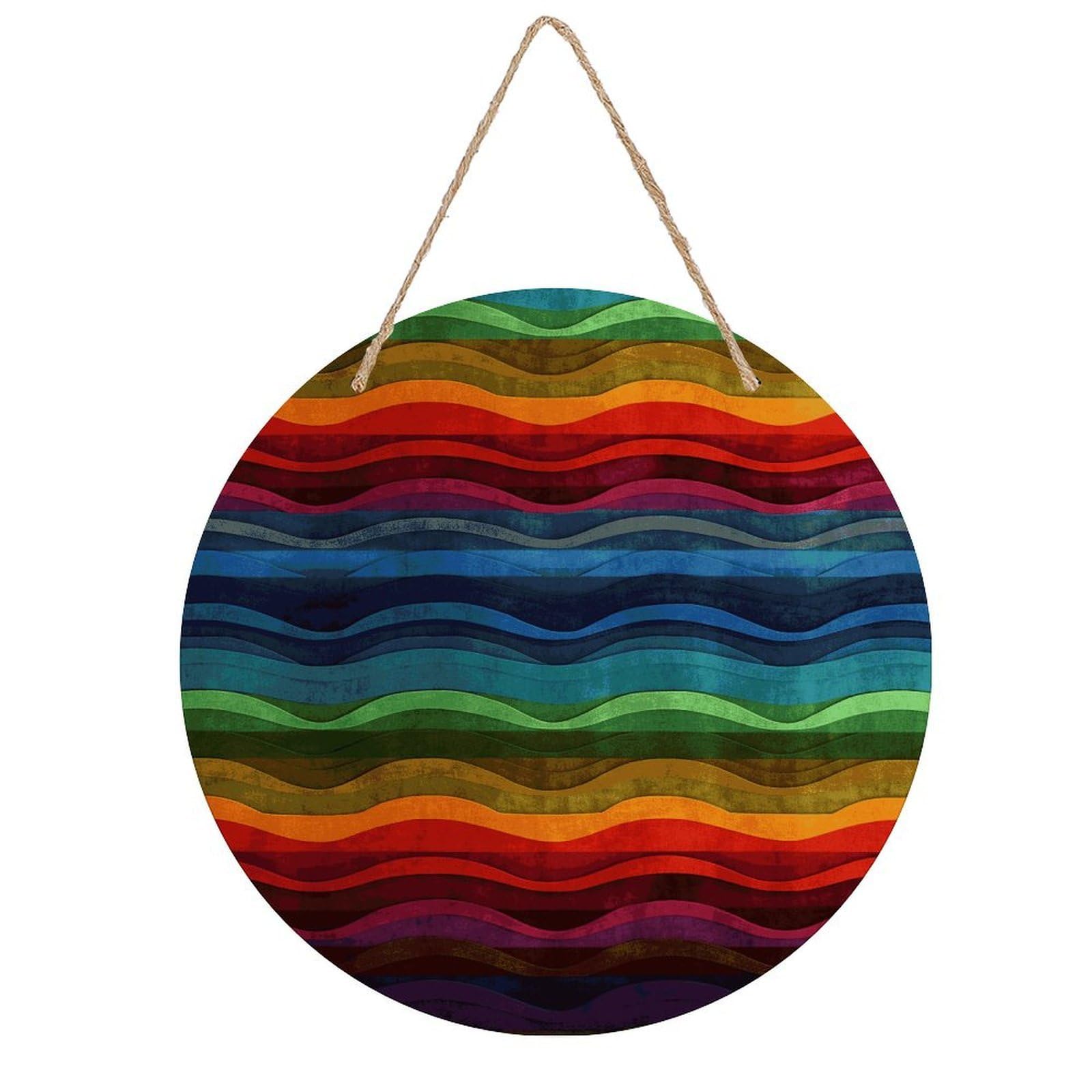 FekiLoot Rainbow Wall Art Decor Rustic Welcome Sign Round Wood Hanging Sign Decoration Wood Plaque Door Hanger Wooden Signs Wall Hanging Decor Housewarming Gift for Home Outdoor Indoor
