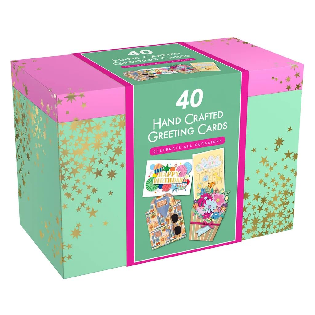 Colección de tarjetas de felicitación hechas a mano para todas las ocasiones, 40 unidades