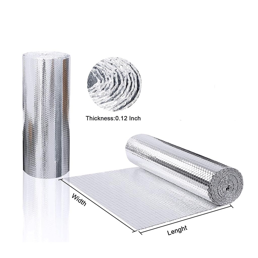 Feuille de mousse d'isolation réfléchissante, for l'hiver, rouleau à bulles papier d'aluminium Double face, garde la chaleur, bouclier thermique, barrière radiante(0.5MX5M)