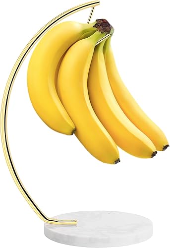 Livabber Soporte para plátanos con base de mármol, soporte de metal moderno para árbol con gancho, organizador de almacenamiento de frutas frescas Livabber Soporte para plátanos con base de mármol, soporte de metal moderno para árbol con gancho, organizador de almacenamiento de frutas frescas