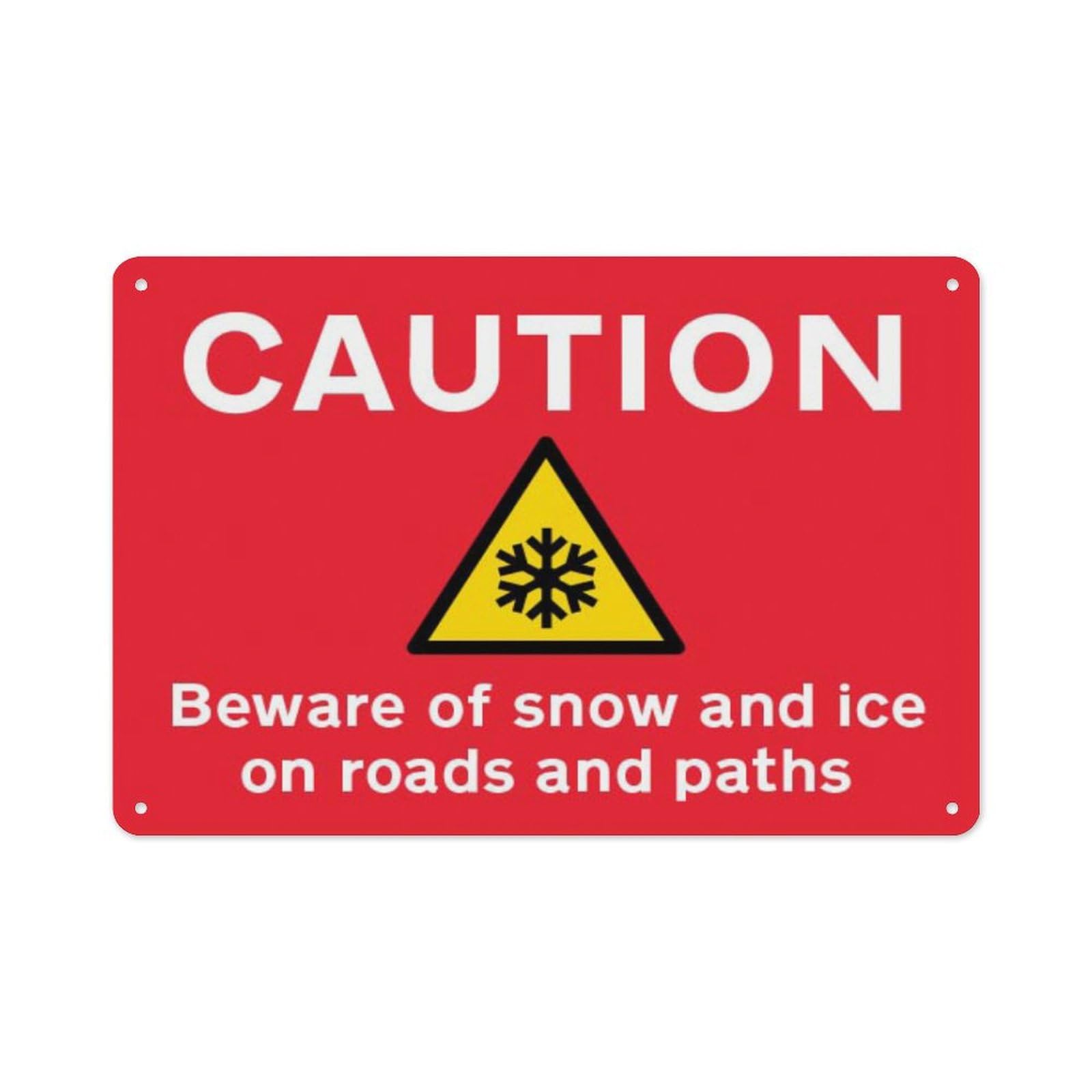 peiyeety Caution Beware Of Snow And Ice On Roads And Paths Aluminum Tin Warning Signs For Home Outdoor Garden 8X12 Inches